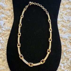 Vintage Gold & Rhinestone Link Necklace